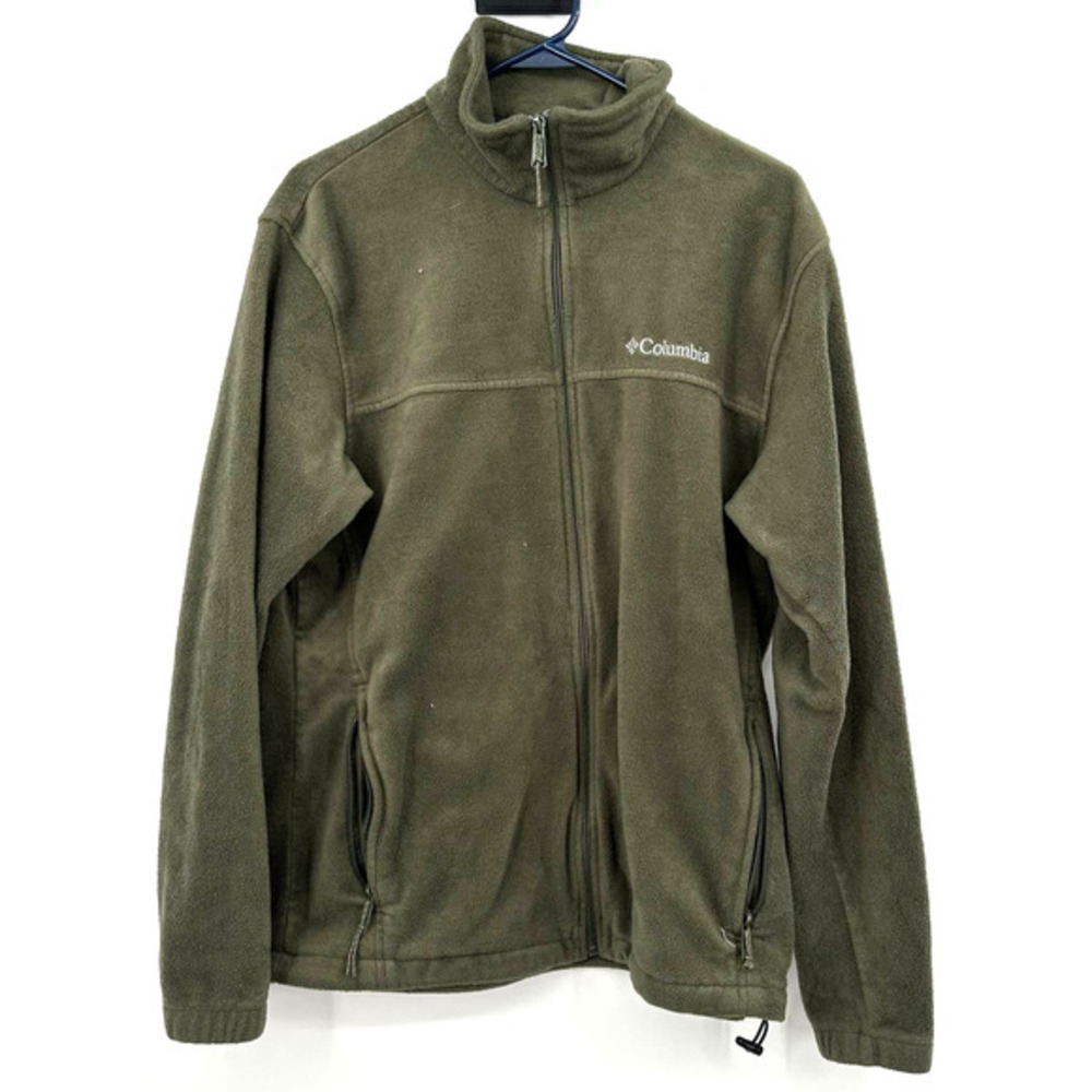 Columbia size Large full zip up fleece jacket green with pockets‎
